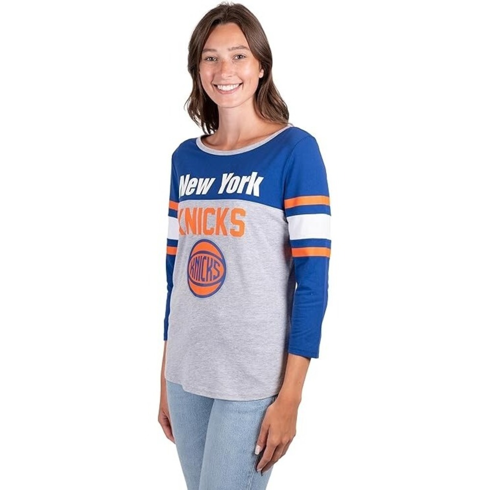 Ultra Game Women's NBA T-Shirt Raglan Baseball 3/4 Long Sleeve Tee Shirt, Medium